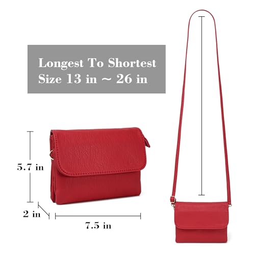 MINICAT Small Crossbody Purse Built in Wallet Crossbody Bags Pocketbooks for Women(Red,Small) - Thumbnail 3