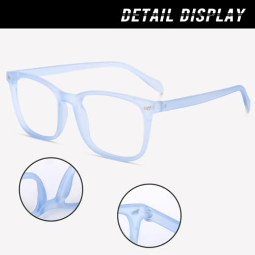 Image of Blue Light Blocking Computer Glasses for Men & Women, Square TR90 Lightweight Eyeglasses Frame, Anti Eye Strain UV Protection, Clear Lens for Gaming Office Reading
