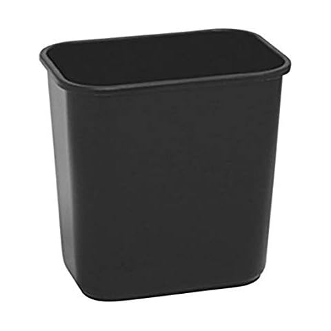 Continental Commercial 4114BK One Piece Construction Rectangle Waste Basket, 41 Quart Capacity, Plastic, 20" x 15-1/2" x 11" Size, 33.5" Height, 16.25" Width, 11.5" Length, Black Cover