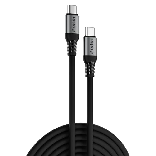 URBN Flex Cord 240W 5Amps Hyper Fast Charging Cable | Type C to C | Supports Apple Car Play & Android Auto| Super Fast Charging and Data Transfer | Silicon Coated 1.2 Meter | 2 Years Warranty (Black)