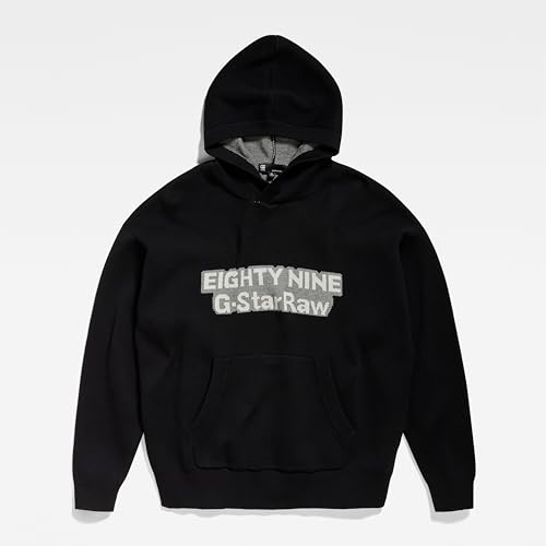 Miniatura 4 de G-Star Raw Jersey Graphic Loose Knitted Hoodie Para Hombre, Negro Dk Black D23933-D488-6484 , S