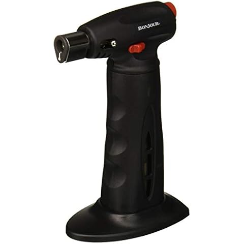 BonJour Chef's Tools Butane Culinary/Crème Brûlée Torch, Aluminum, Black Cover