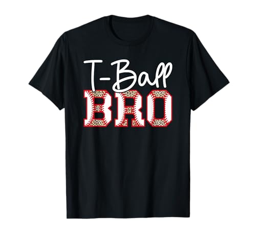 T-Ball Bro Leopard Baseball T-Ball Player Tee Ball Brother T-Shirt