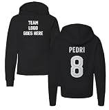 Tutiinca Pedri-Inspired 8 Jersey Style - Barcelona Tribute Youth Hooded Sweatshirt (Black, Youth Medium)