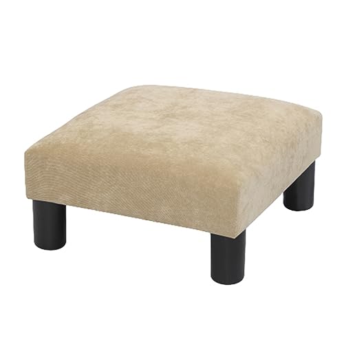 Joveco Ottoman Footrest Small Fabric Square Upholstered Footstool for Living Room Bedroom (Wheat)