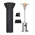 CoverFml Patio Heater Cover with Zipper and Storage Bag,Waterproof Outdoor Heater Covers 420D Dustproof Wind-Resistant Sunlight-Resistant Snow-Resistant Black (89"HX33"DX19"B Round)