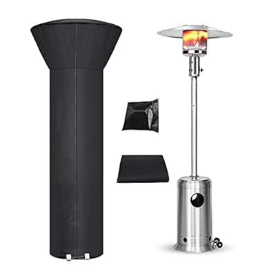 CoverFml Patio Heater Cover with Zipper and Storage Bag,Waterproof Outdoor Heater Covers 420D Dustproof Wind-Resistant Sunlight-Resistant Snow-Resistant Black (89"HX33"DX19"B Round)