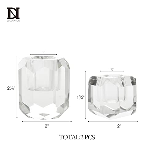 Dn Deconation Taper Candle Holders, Clear Glass Candlestick Holders, Crystal Candle Holders For Candlesticks, Set Of 2 For Desktop, Home, Office, Dinning Decoration #TOP5