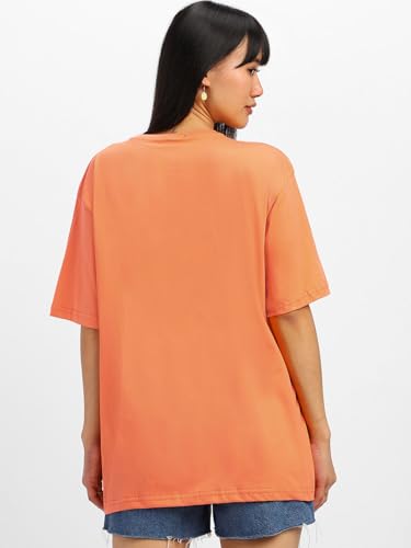Image of JUNEBERRY Pure Cotton Oversized Baggy Fit Half Sleeve Drop Shoulder Plain Solid Round Neck T-Shirt for Women (Available in Black, White, Lilac, Cork, Maroon, Royal Blue, Swan White, Soap Nut Colors)