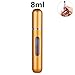 Produktbild GQDZ Tragbare Mini-nachfüllbare Duftstoff-Spray-Flasche aus Aluminium Make-up Wasser Atomizer Flasche leeren Container Reise Parfüm-Flasche Werkzeug nachfüllbaren Behälter (Color : 8ml Matte Gold)