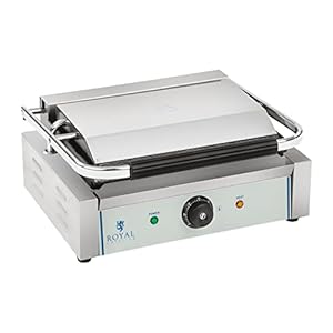 Royal Catering RCKG-2200-G Geribbelde Contactgrill Geïntegreerde Thermostaat met Lekbak 2200W 30-300 °C Professionele…