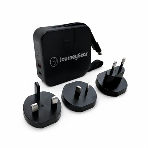 JourneyGear Universal Travel Adaptor & 10000mAh Power Bank, 20W, USB-C/USB-A, 150+ Countries, 5-in-1
