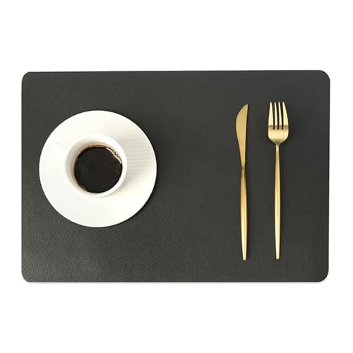 Homxi Manteles Individuales de Mesa Set 4,43 x 30 CM,Individuales de Mesa PVC Color Sólido con Rectángulo Individuales Mesa Redondos Lavables Negro