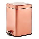 mDesign 1.5 Gallon Square Metal Step Trash Can Wastebasket, Garbage Container Bin for Bathroom,...