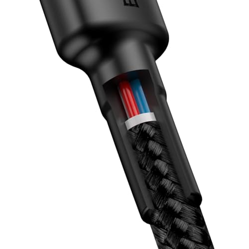 Cabo de 2 metros de Nylon BASEUS Turbo tipo C P/tipo C 60wats 3amp Cor Preto (2M - USB-C P/USB-C)