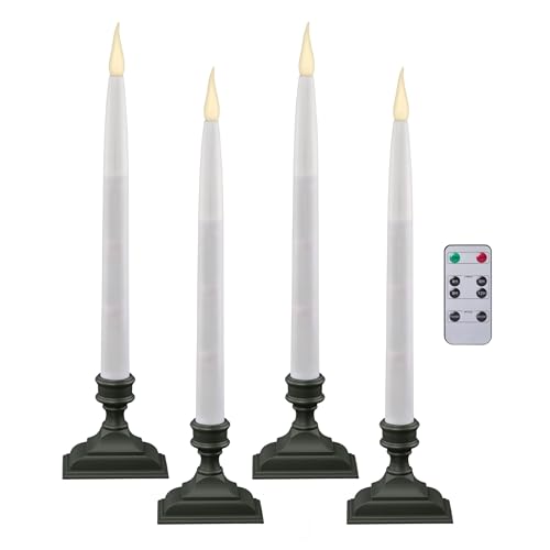 Image of Xodus Innovations FRC1660A-4 12 Inch White Taper Battery Operated Remote Controlled Flameless Candle with Automatic Timer and Realistic Flicker Flamek Pack of 4