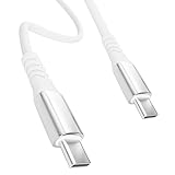 13カラー 4長さ PD急速 15W 60W 100W 100％シリコン 超高耐久 USB-A Type-C to Type-C【inklink Japan公式】充電ケーブル iPhone 充電コード USB-C 機器対応 急速充電 PC/パソコン/ノートパソコン/iPhone/iPad/Android (Type-C to Type-C PD60W, ホワイト, 0.25m)