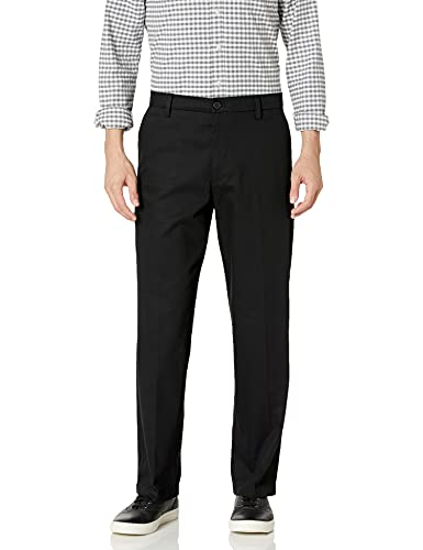 Haggar Men's Performance Micro Stria Straight-Fit Plain-Front Pant