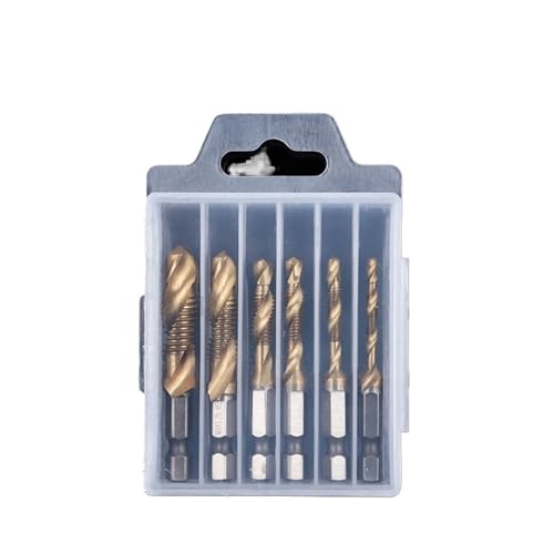 6Pcs Tap for Drilling and Tapping All-in-One Machine Hexagonal Handle Composite Tapping and Thread Opening Electric Drill Bit Tap Set