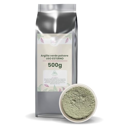 PATRIZIO BRESEGHELLO - Argilla Verde Ventilata per Uso Esterno 500 g - Argilla Verde in Polvere - Polvere per Maschera Viso Esfoliante e Depurativa