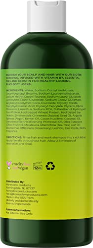 Biotin and Rosemary Shampoo for Thinning Hair - Sulfate Free Biotin Shampoo for Men with Hair Thickening Essential Oils - Deep Cleansing Volumizing Shampoo for Thin Hair with Zinc and Tea Tree Oil