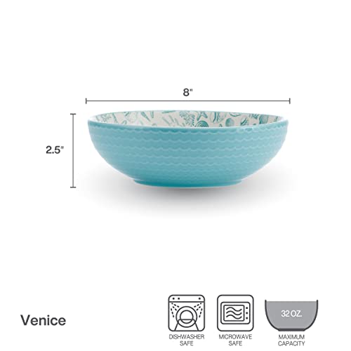 Pfaltzgraff Venice Set of 2 Pasta Bowls, 8 Inch, Teal and White by Pfaltzgraff - Image 2