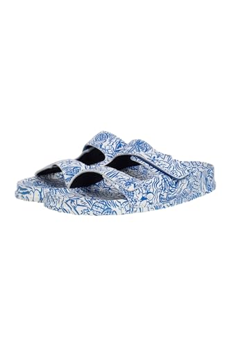 Weird Fish Appledore Printed Pool Sliders Azure Size 5