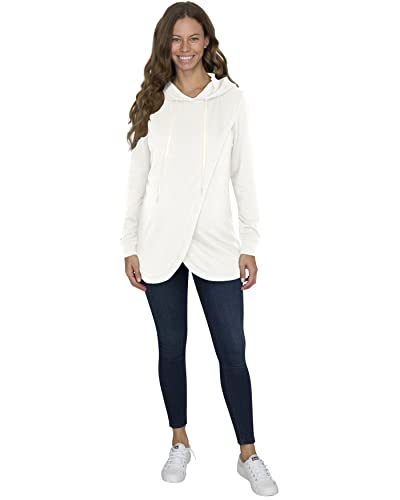 Eliana Ultra-Soft Layered Maternity & Nursing Hoodie - Nursing Sweatshirts For Breastfeeding - Maternity Hoodie Winter White #TOP1