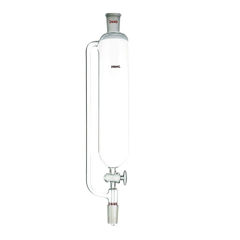 Embudo de igualación de presión 24/40 de 2000 ml con llave de paso de vidrio, cristalería de laboratorio
