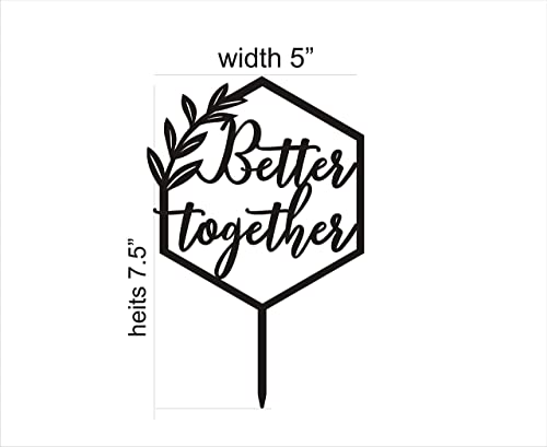 Happyplywood Better Together Cake Topper Hexagon Geometric Wooden Wedding Engagement Party Decoration Happy Birthday Anniversary Gold Silver Brown Natural Wood (Unpainted) #TOP6