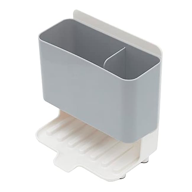 Home Basics Deluxe Kitchen Sink Organizer Sponge Holder, Grey