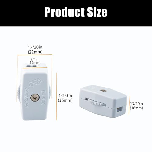 Lygchii LYG134 6Pcs White Inline Cord Switch, 125V 3A Rotary Cord Switch For Office Family Bedroom Light Replacement Gear Switch thumb #1