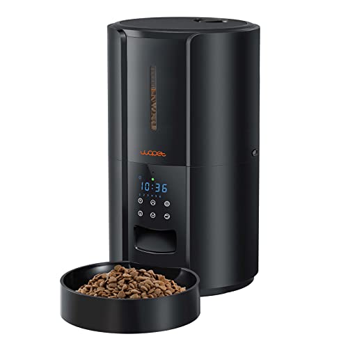WOPET Futterautomat Katze,5L Futterspender für Katze und Hund mit Portionskontrolle und 10S Sprachaufzeichnung,bis zu 6 Mahlzeiten pro Tag, Getreidespeicher für kleine Haustiere(FT70Plus,Schwarz) Cover
