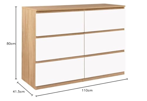 Commode TOMI 6 tiroirs bois blanc 110 cm IDMarket