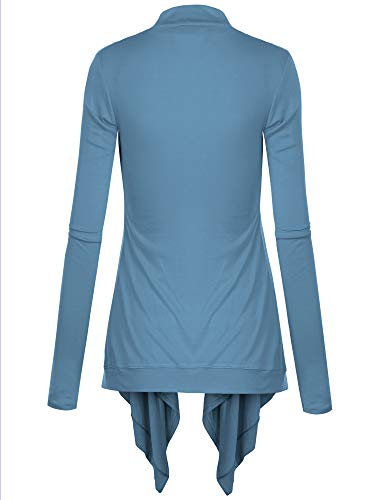 Image of Lock and Love Women's Draped Front Open Asymmetrical Cardigan - Casual Long Sleeve Lightweight Duster