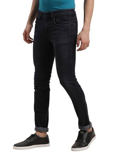 Jean en coton stretch bleu coupe ajustée pantalon homme chic