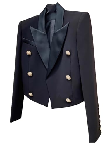 Blazer de Costume Femme à Double Boutonnage | Manteau de Smoking Noir Chic