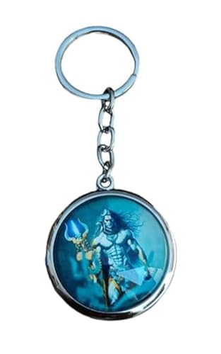 Porte-clés Mahadev en verre double face une pièce artisanale multicolore de taille Medium
