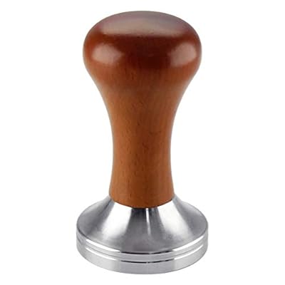Suiwotin Coffee Tamper, 51mm Stainless Steel Calibrated Espresso Tamper, Espresso Coffee Tamper with Wooden Handle Stainless Steel Flat Base (Red Brown)