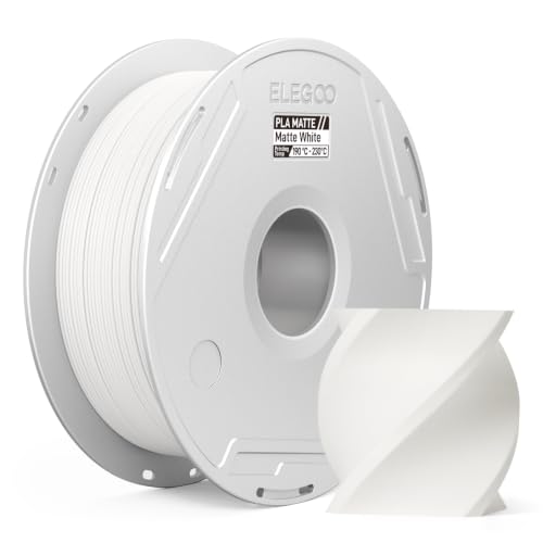 Image of ELEGOO Matte PLA 3D Printer Filament with Reusable Spool,1.75 mm Printing Filament White 1 kg, Dimensional Accuracy + /- 0.02 mm, Compatible with Most 3D Printers