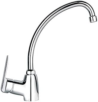 TEKA Grifo Cocina Monomando, Caño Alto Giratorio, Aireador Anticalcáreo, Latiguillos Flexibles de 3/8”, Cromo, Modelo IN 912
