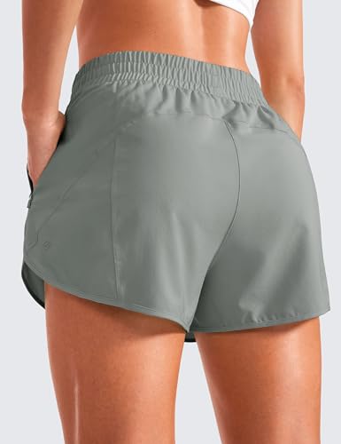 Image of CRZ YOGA Dolphin Athletic Shorts 3 inch | High Waisted, Mesh Liner, Quick Dry, Lightweight, A Zip Pocket, for Women