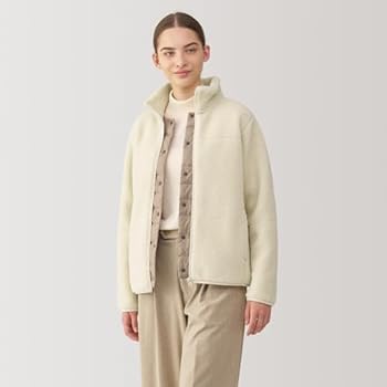MUJI BB2QIA4A Women's Boa Fleece Jacket, Ivory, X-Small : Amazon