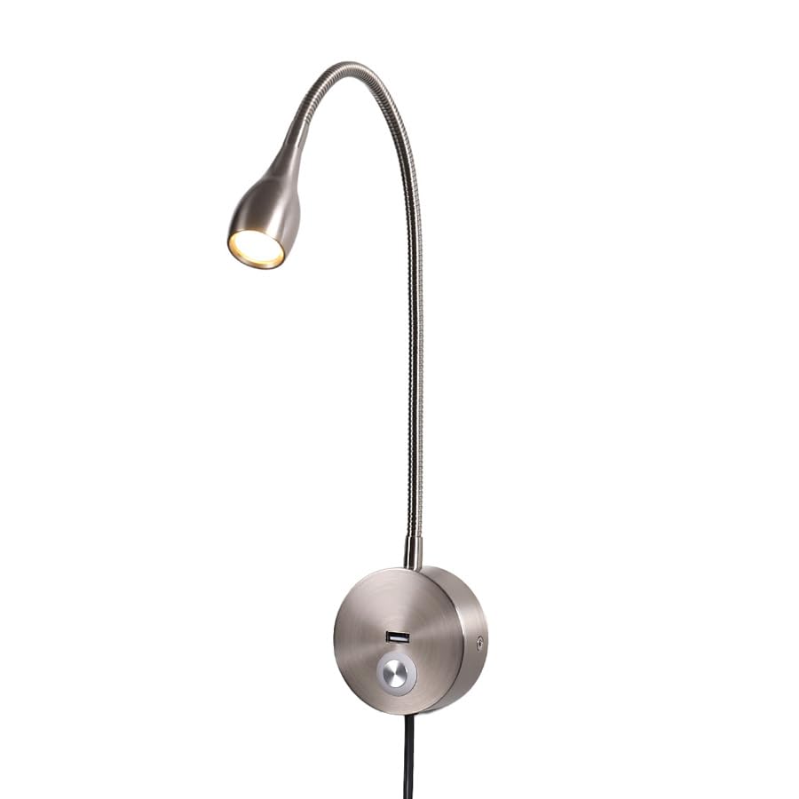 Image of LED Reading Lamp 3W Warm White 3000K Touch Switch USB A Charger for Reading Books Plug Cord 1 Piece (US028-NK)