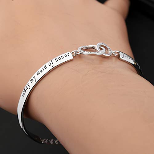 Image of Zuo Bao Wedding Jewelry Maid of Honor Gift Today My Maid of Honor Forever My Best Friend Sister Bracelet Wedding Proposal Gift for Bridesmaid Flower Girl