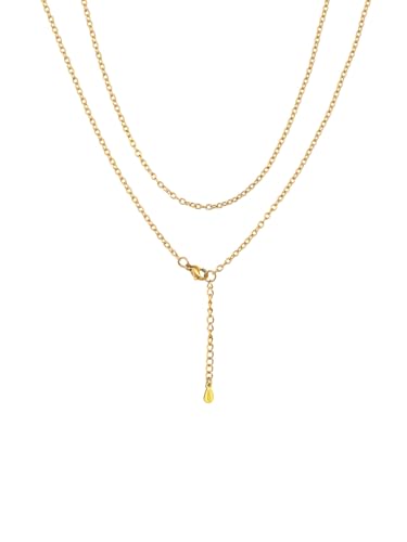 ChainsHouse Collar de Mujer Oro Bano Cadenas Rolo Delicado 2.5mm Ancho 46cm Largo Ajustable