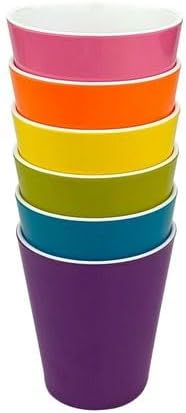French Bull Melamine 16oz Tumblers - Colorful Assorted Set of 6, Stackable, Dishwasher safe, BPA-free, dringking cups