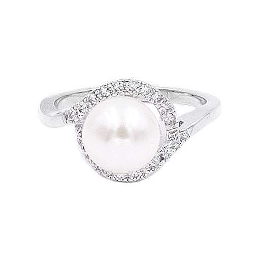 8 mm Pearl Ring Ivory AAA CZ Micro Pave Size 5-10 Wedding Jewelry2