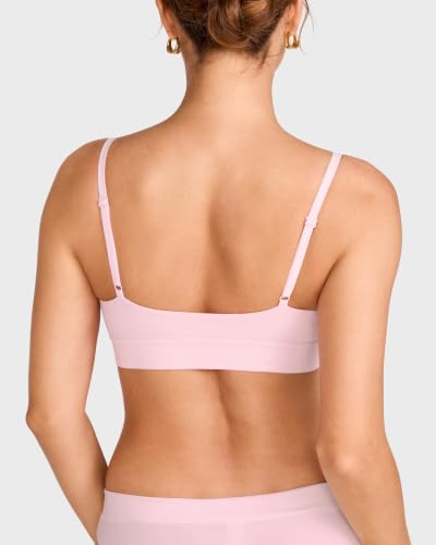 Image of INLYRIC Women's Cotton Bralette - Wireless Unlined Sleep Comfortable Seamless Cami Bra