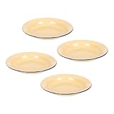Homoyoyo 4 piezas Platos de Esmalte Vintage Platos Llanos Esmaltados para Fruta y Postre Bandejas poco Profundas para Servir Hogar y Restaurantes Diseño Resistente y Fácil Limpieza